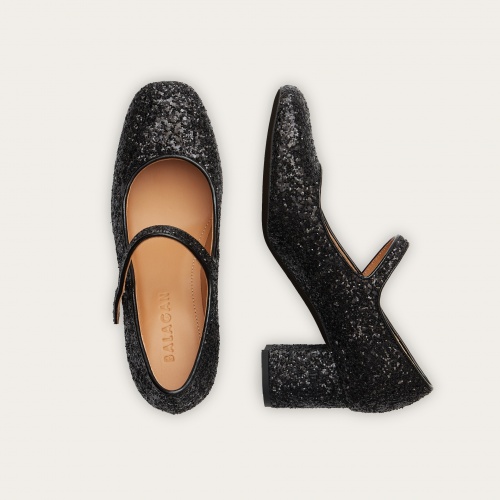 Dora High Heels, black glitter #1495